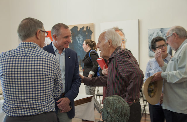 Len chatting with Premier Jay Weatherill at the funding announcement for the Ephemeral Art Project 2015