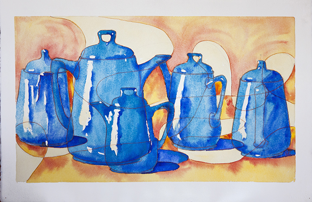 Glenys Christopher - Blue Coffee Pots 
