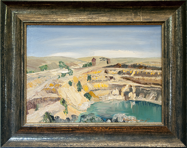 Roland Weight - The Burra Mines - Oil on board - $1200 