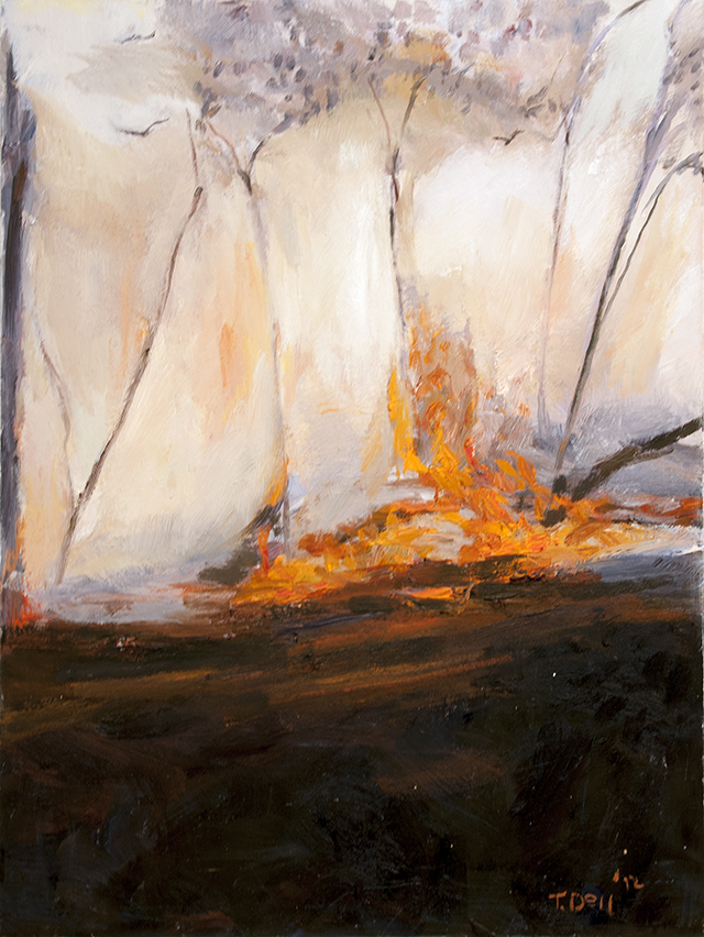 Tim Dell - Small Fire - Oil on Canvas - $900 