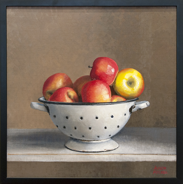 Alison Mitchell - Apples in Colander - Oil on Linen - $1800