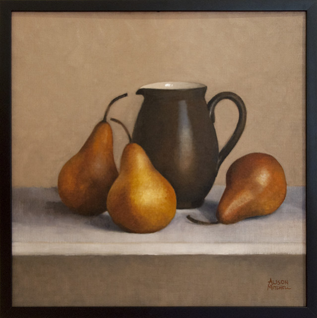 Alison Mitchell - Brown Jug and Pears Oil on Linen - $1800