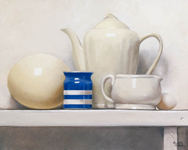 Alison Mitchell - On the Shelf - Eggs - Oil on Canvas - $3250