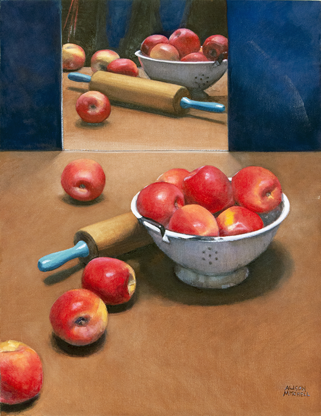 Alison Mitchell - Reflected Apples - OIl on Canvas - $3000