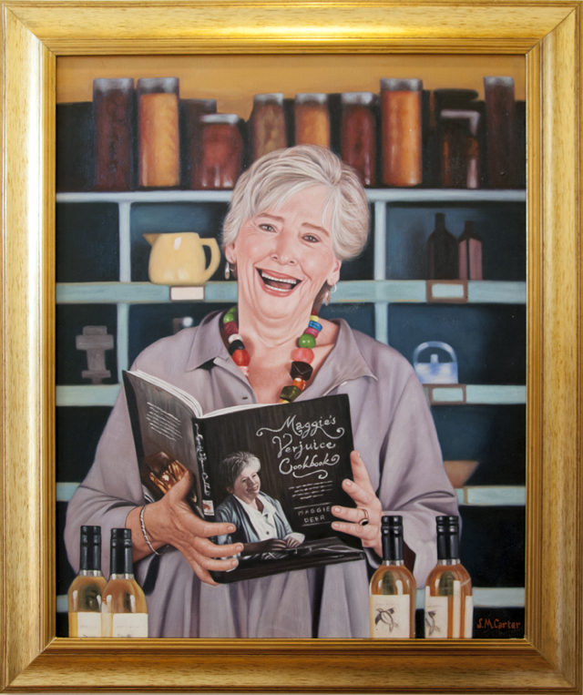 Sam Carter - Maggie Beer  - in the Kitchen - Oil on canvas - $686