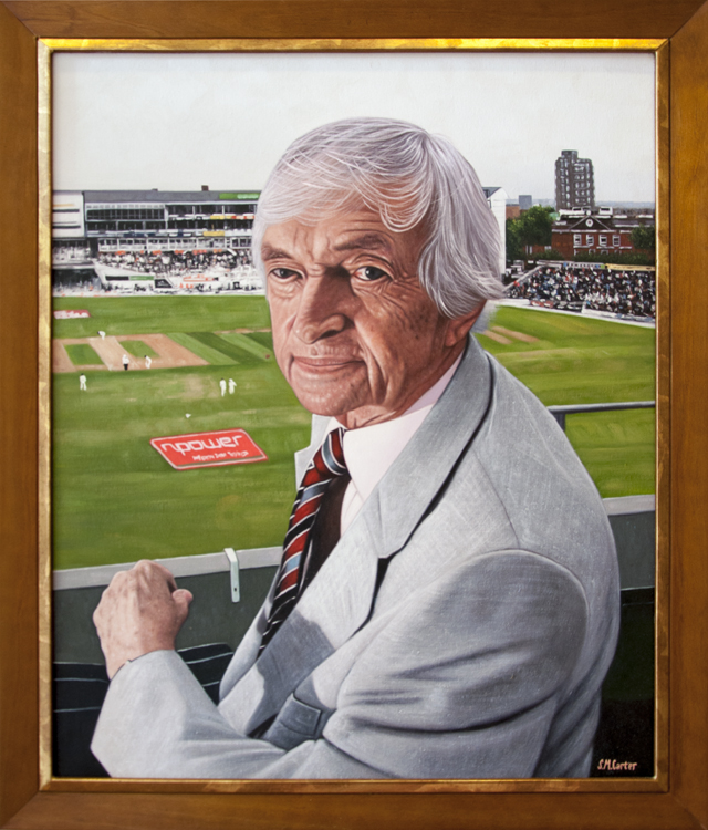 Sam Carter - Ritchie Benaud - Commentator's Box - Oil on canvas - $686