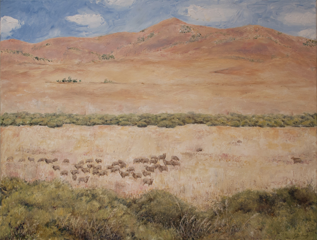 Julie Morris - Lizard on the Landscape - Oil on Canvas - $880