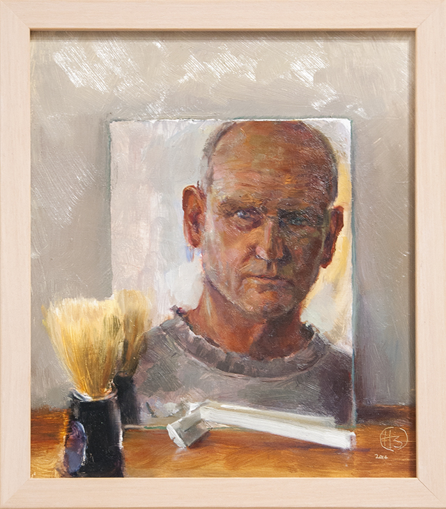 Harry Sherwin - The Artist about to Shave - Oil - $1200