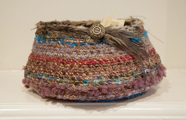 Beth Wiley - Art of the Sewing Basket - Chasmanthe string, Wool, Silk, Emu Feathers - $130