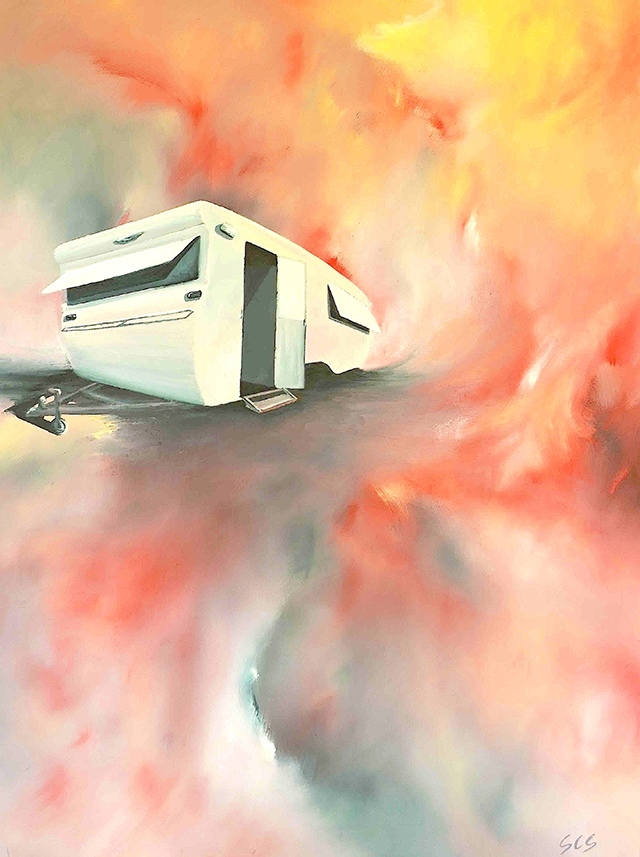 Simon C Smith, Caravan in the Sky, 110 x 70cm, oil on canvas, 2013 