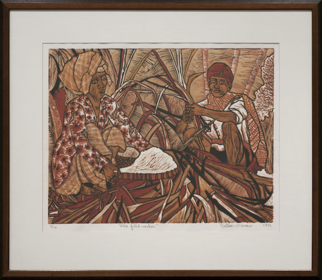 Colleen Morrow - Rice Field Workers - Reduction lino cut - $450