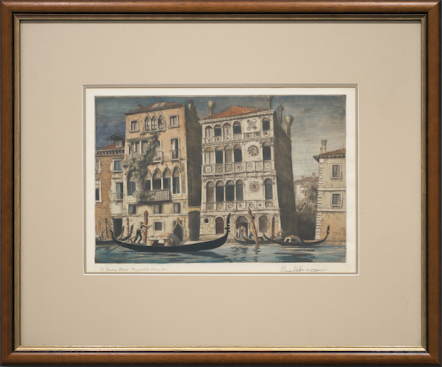 Edward Bouverie Hoyton - 1926 - The Towering Palais -Venice - Hand coloured copper etching - $800