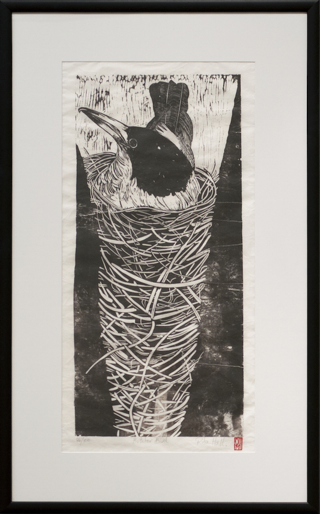 Rita Hall - Butcher Bird - Lino print - $450