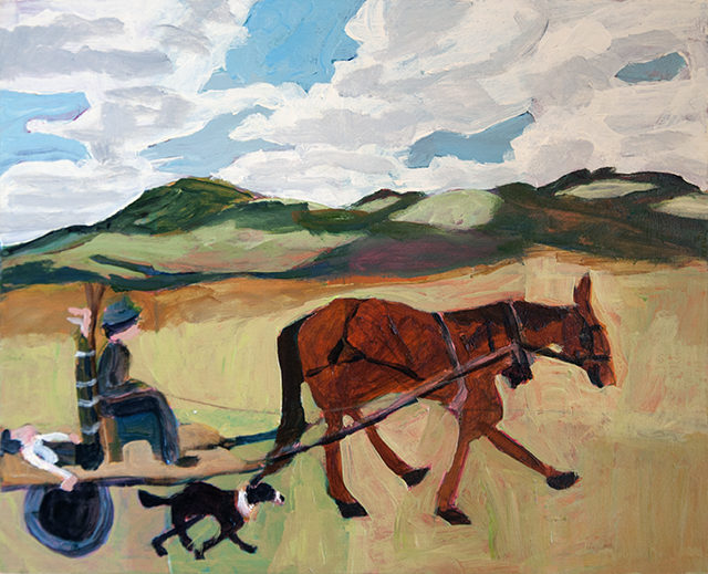 Sue Michael - Off to hospital Acrylic on board - $275