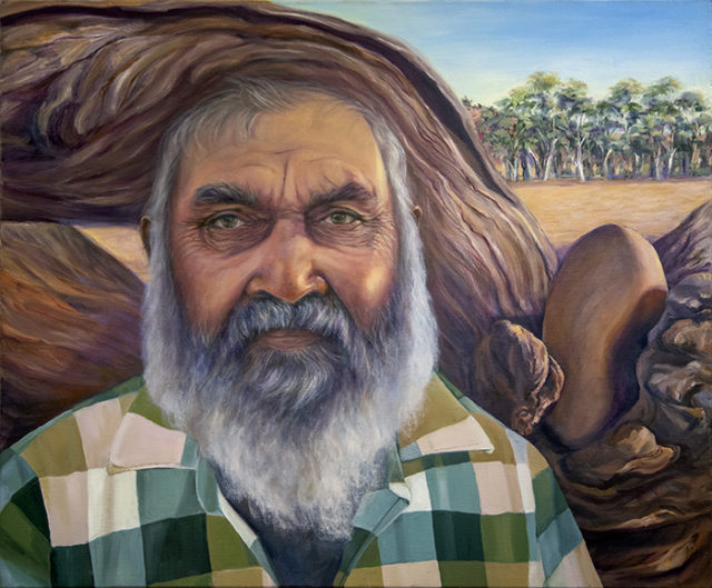 Winner traditional, Cait Wait - Ivan McKenzie of the Flinders Ranges - Oil on canvas $2,500