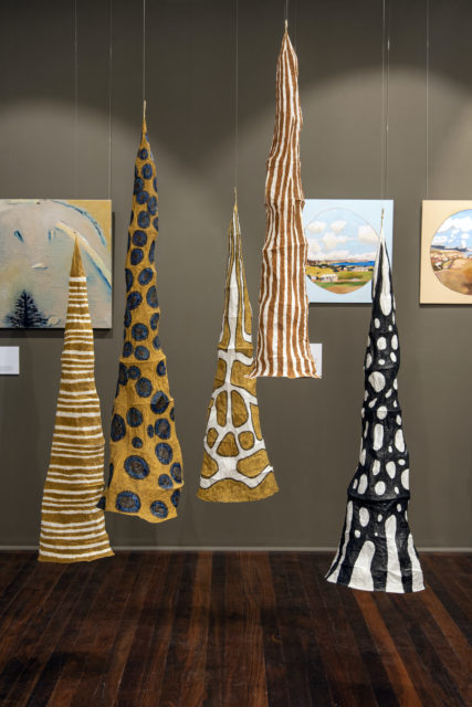 Maria Holst Salomonsen  FISH TRAPS Paper, reeds, clay & ink Installation of 5 $1850