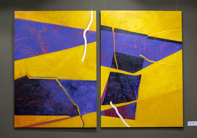 Pauline McPharlin Flinders Ranges Diptych_Acrylic on canvas_$4,000